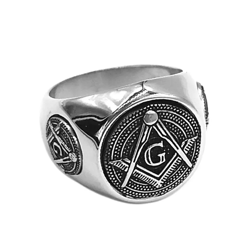 Classic Masonic Ring Stainless Steel Classic Freemasonry Compass  Masonic Motor Biker Ring Mens Women Ring SWR0831