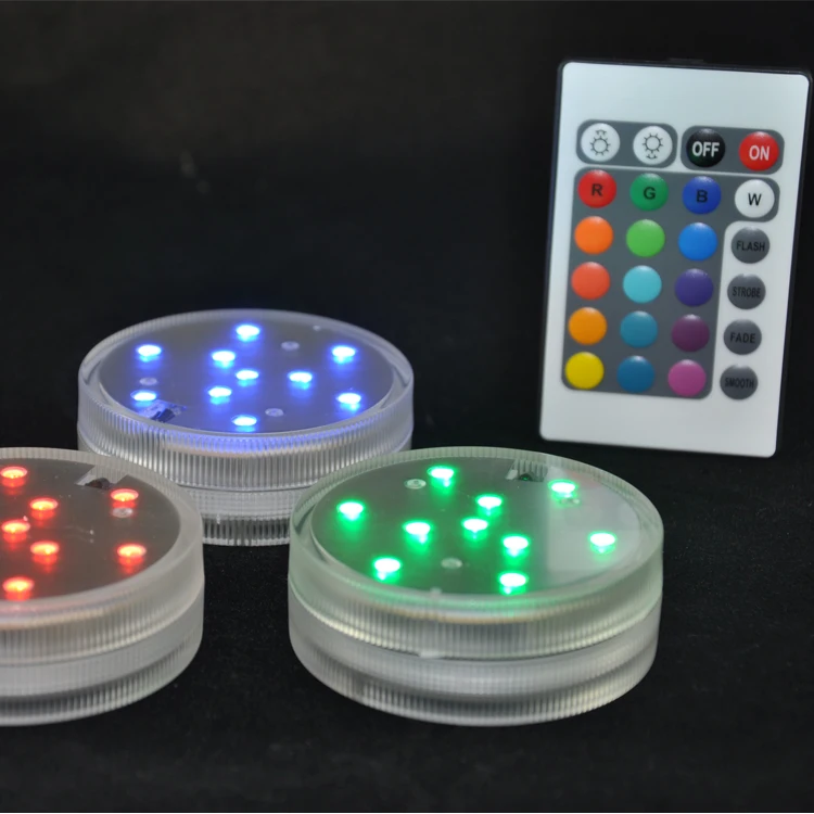 

Super Quality 3AAA Battery Operated Multicolors RGB LED Submersible Light Base With Remote Controller For Wedding Party Decor