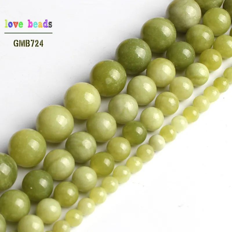 Natural Chinese Green Jades Stone Bead Round Beads for Jewelry Making 15\'\' Strand DIY Bracelet 4mm 6mm 8mm 10mm