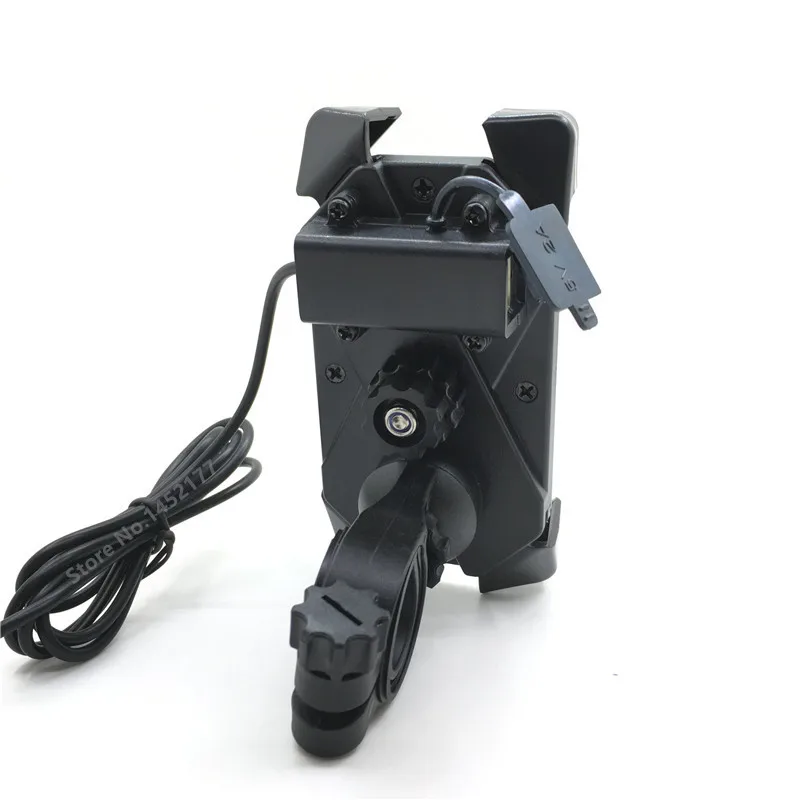 Yecnecty Motorcycle Phone GPS Clamp Holder Mount 3.5-7 Inch Device 12V Scooter USB Charger For Suzuki Aprilia Triumph Victory