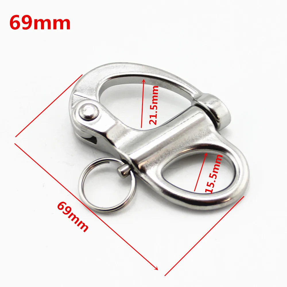 69mm  100 pcs  304 Stainless Steel Fixed Snap Anchor Shackle Rigging Silver Fixed Eye Bail with Eye Ring for Sailboat