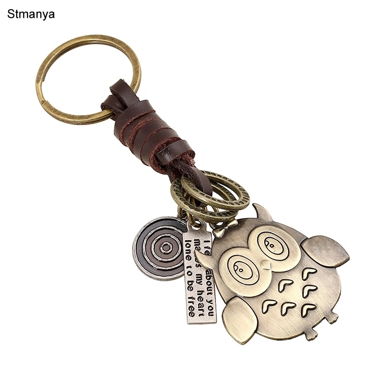 Key Holder New Design Cool Retro metal Keychain Car Key Chain Key Ring Cute Animal Owl chain For Man Women Gift 17354