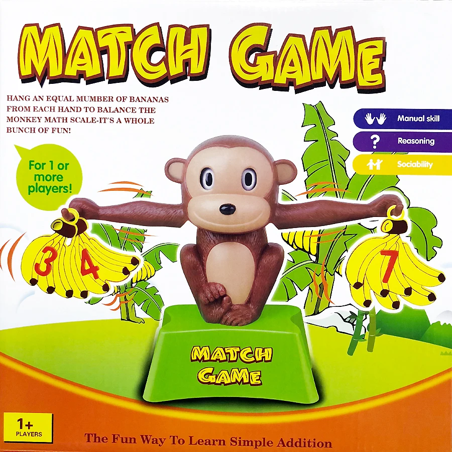 Popular Playthings Monkey Match Game,Monkey Match Bananas Scale   Matching Game to learn simple addition Educational Toys