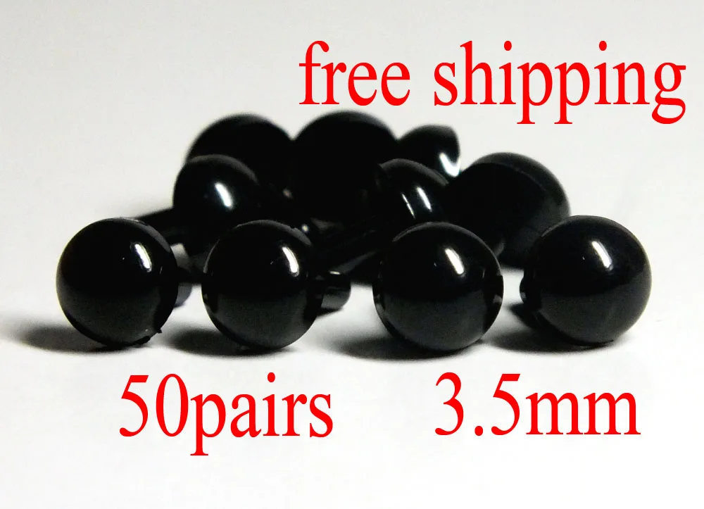 Free Shipping 3.5mm Black Safety Eye /Plastic Doll Eye For Diy Doll