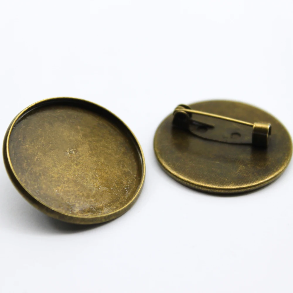 ZEROUP 10pcs Antique Bronze White K Plated Brooch Base Brooch Settings Base Glass Cabochon Tray Supplies for Jewelry