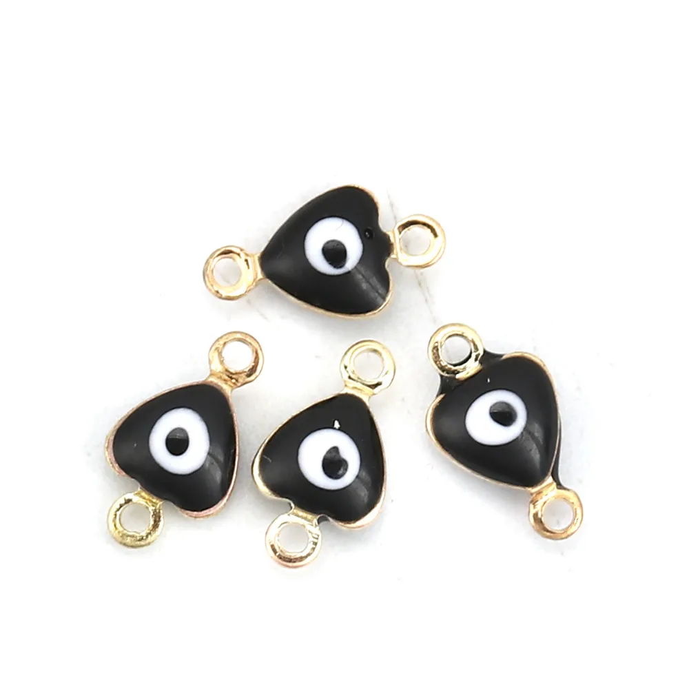 DoreenBeads Fashion Copper Connectors Heart Gold Colorful Evil Eye Enamel DIY Charms Findings 10mm( 3/8