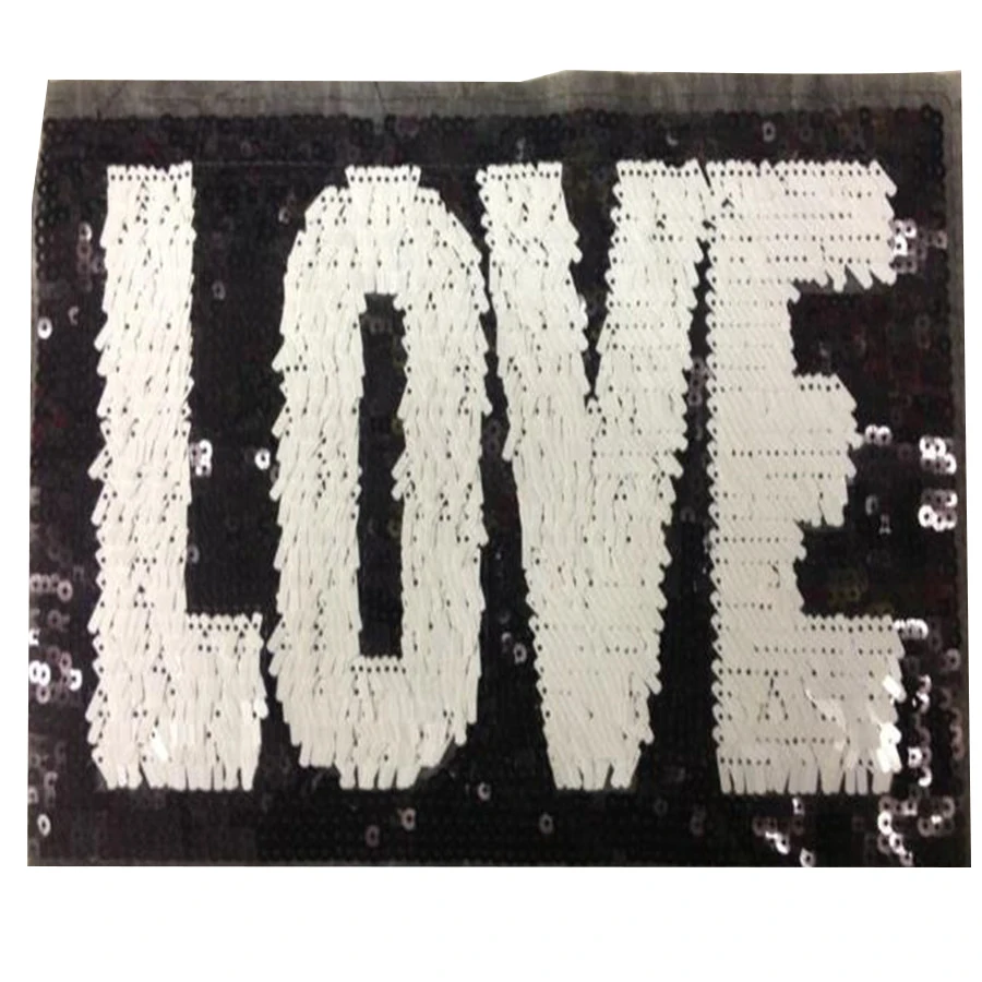 Clothing Women Shirt Top Diy Large Patch Letters LOVE Sequins deal with it T-shirt girls Patches for clothes Girl Stickers