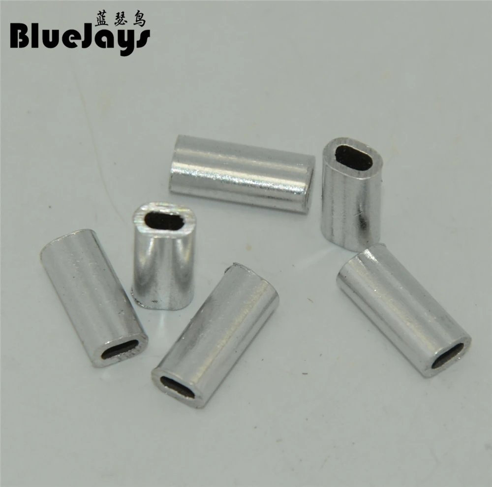 100pcs/lot Silver Oval Aluminum Fishing Tube Fishing Wire Pipe Crimp Sleeves Connector Fishing Line Accessories