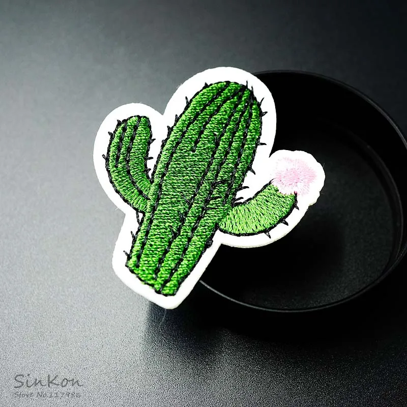Cactus Size:4.3x5.1cm DIY Patches Cloth Patch Embroidered Cute Badges Hippie Iron On Cartoon Patches For Clothes Sticker