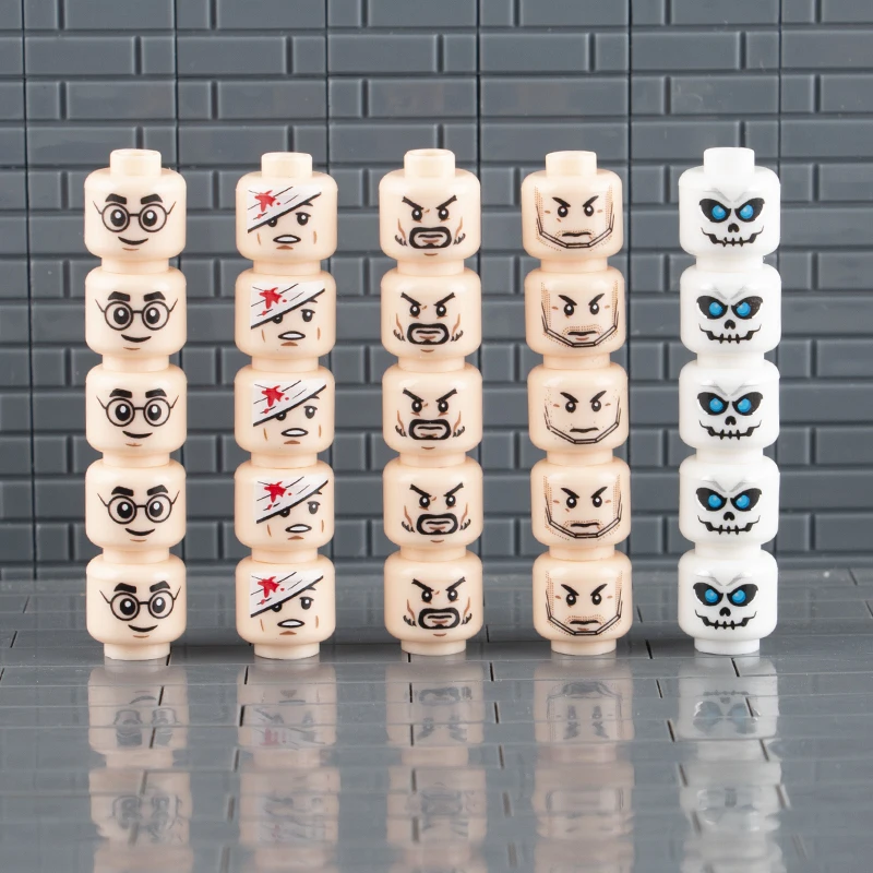 WW2 Military Army Soldier Figures Face Heads Building Blocks City Halloween Accessory Modern SWAT Minifigs Skull Parts Brick Toy