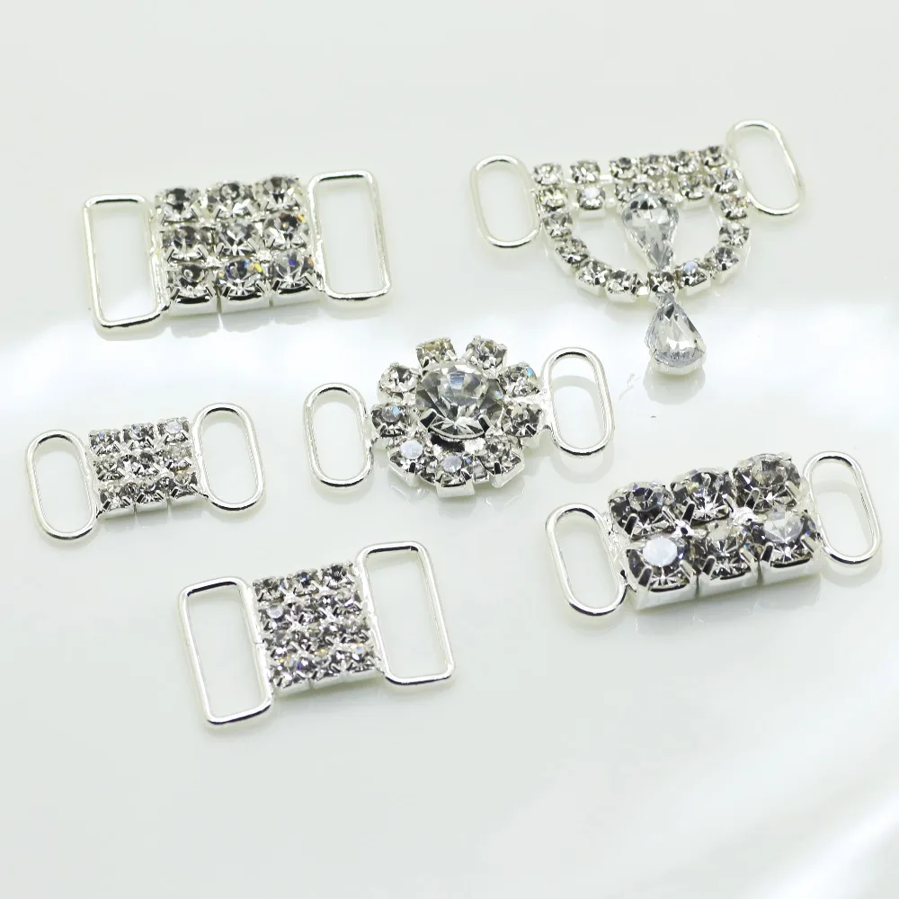 10pcs multiple styles bikini connectors Rhinestone buckle for Silver/Golden crystal Bikinis buckle Bag shoes clothing decoration