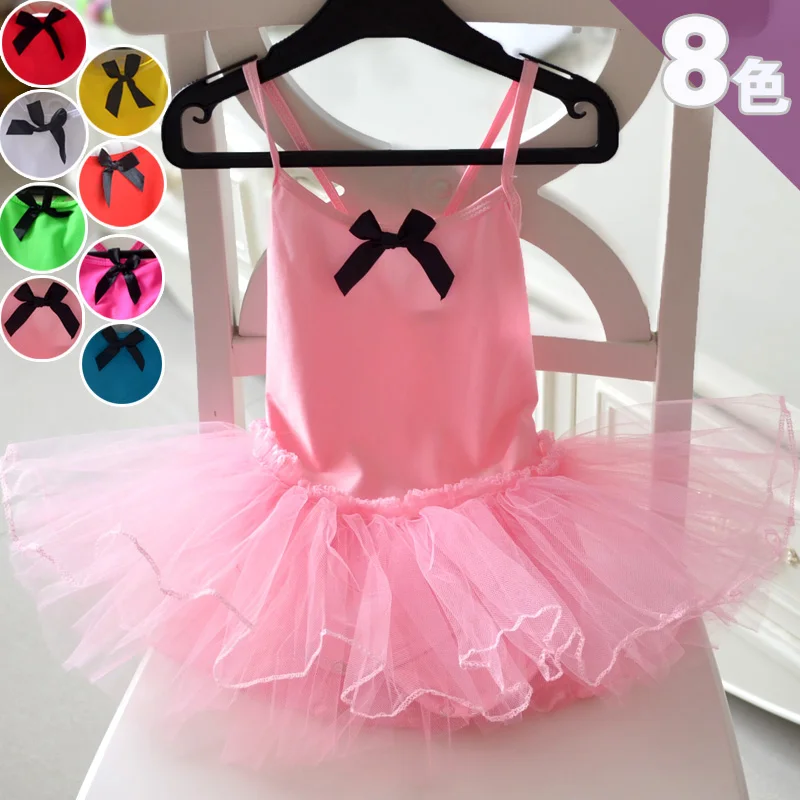 8 Colors Kids Teenager Spaghetti Strap Ballet Dancer Gymnastics Leotard Dance Tutu Dress For Girls Ballerina Class Dancewear