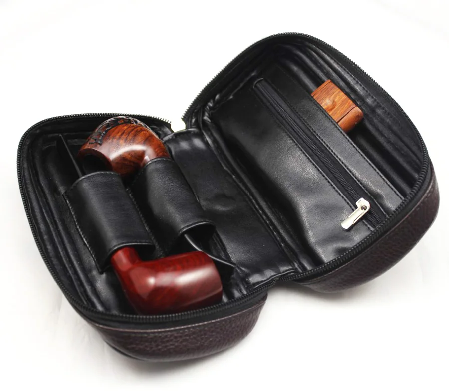 Vauen Soft PU Leather Bag Clutch for 2 Pipes Portable Wood Smoke Tobacco Smoking Pipe Case/Pouch Smoking Tools Accessories Bag