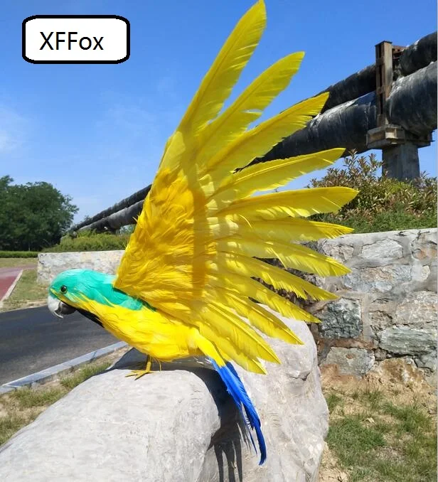 big real life greeng&yellow parrot model foam&feather simulation wings parrot bird gift about 45x60cm xf0234