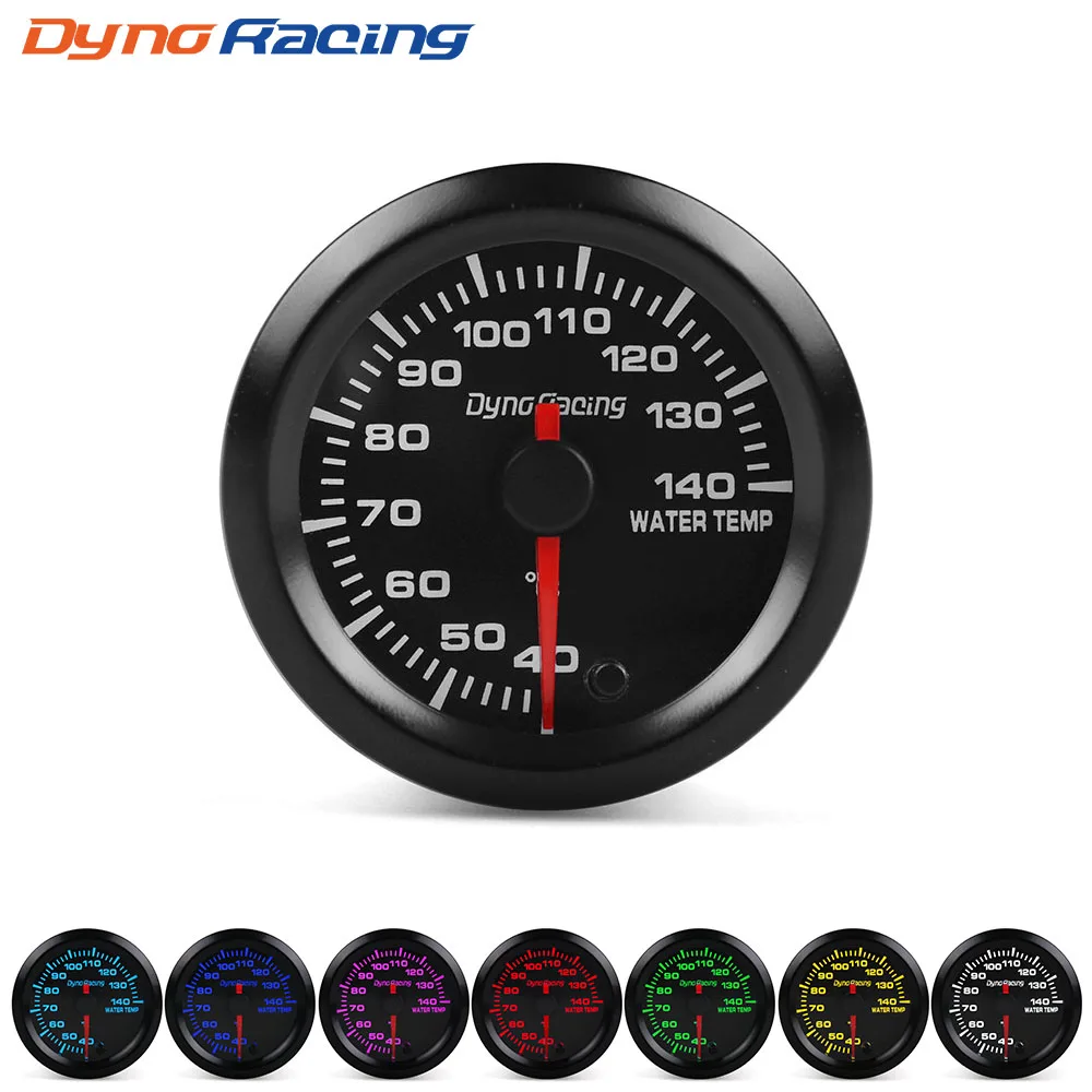 Dynoracing 2 "52มม.7สี LED เครื่องวัดอุณหภูมิน้ำ40-140องศาเซลเซียสอุณหภูมิน้ำเมตรมอเตอร์ความเร็วสูงพร้อมเซนเซอร์