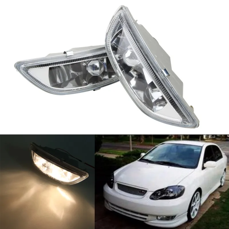 

1 Pair Front Bumper Clear Driving Fog Lights Headlight With Bulbs Transparent Lens For Toyota Corolla 2001-2002