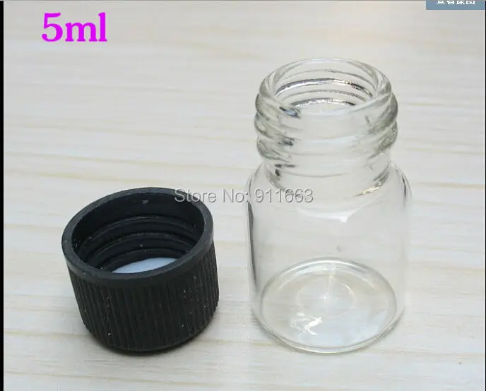 (100sets/lot) 5ml,18mm opening,clear color glass vials + 18mm plastic screw caps+PE shim