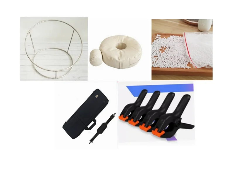 baby photo shoot Accessories Bean bag(filling)Pofiller+Round Shelf +6clips+bag  newborn photography props