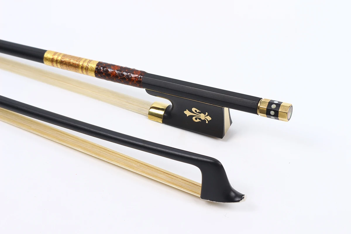 yinfente 4/4 Violin Bow Black Carbon Mixed Bow Stick Great Blance AAA Natural Horsetail