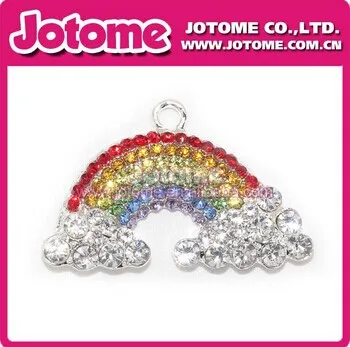 100pcs/lot Chunky Girls Rainbow shaped Rhinestone Crystal Charm Pendant for Bracelet and Necklace Gift