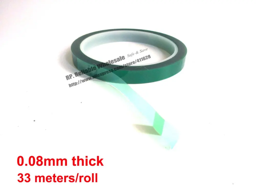 

0.08mm thick, 5mm*33M Single Adhesive Green PET Masking Tape, High Temperature Resist