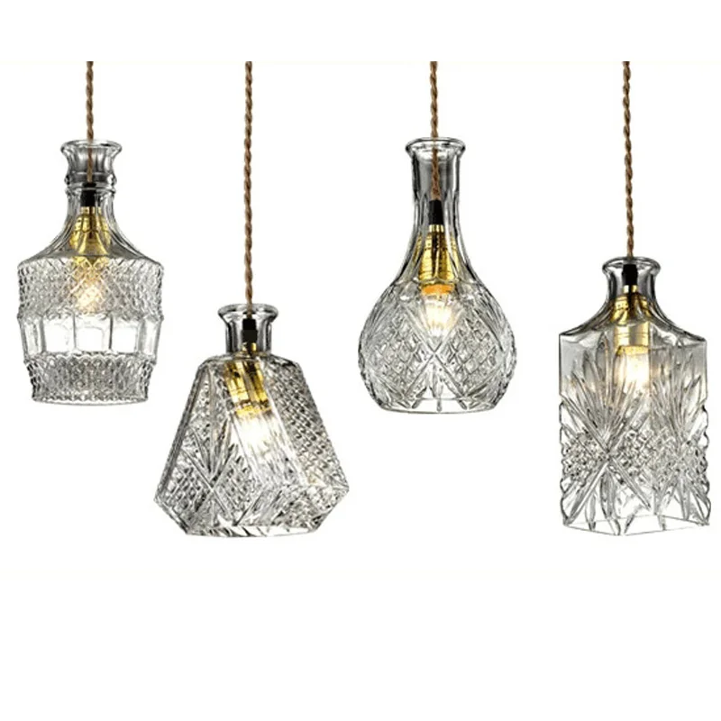 Vintage glass bottle pendant light classic pendant lamp art decoration for dinning room  decanter lights wholesale price