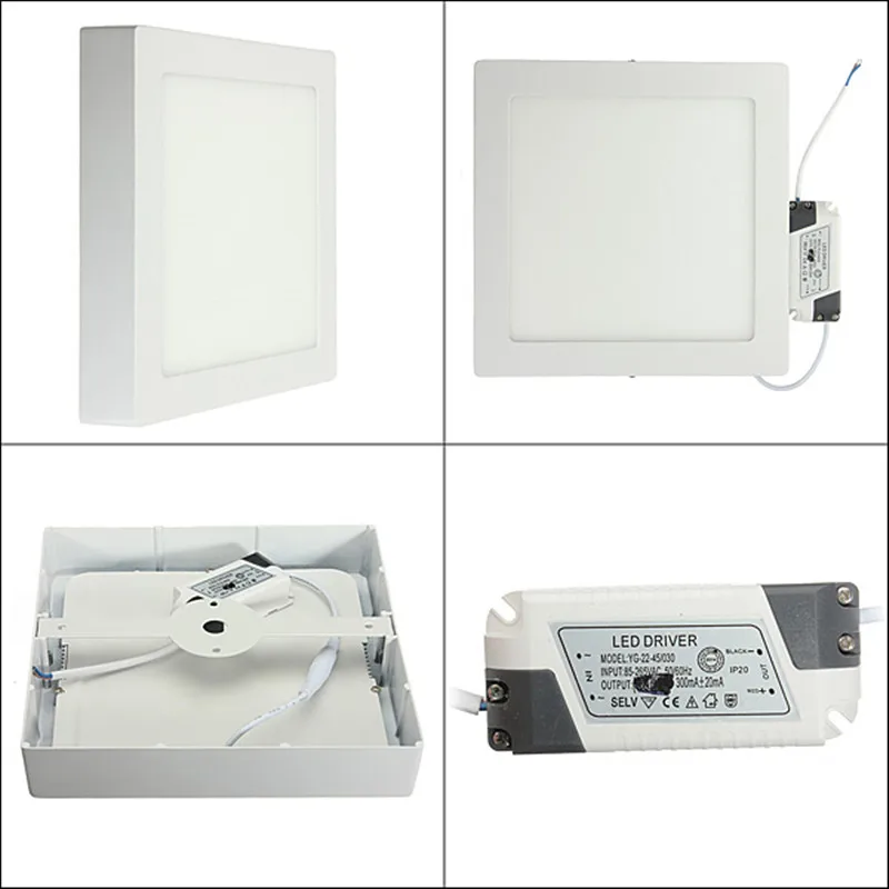 Panel de luz Led cuadrado de 9W/15W/25W/30W, luz empotrada de techo regulable, AC85-265V + controlador Led, envío gratis