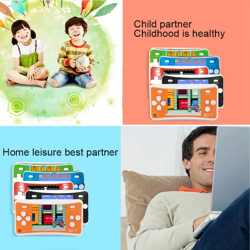 หน้าจอสี2.5นิ้วคอนโซลเกมมือถือ-คลาสสิก Retro Vintage เกม AV Plug And Play เชื่อมต่อโทรทัศน์ Gamepad จอยสติ๊ก