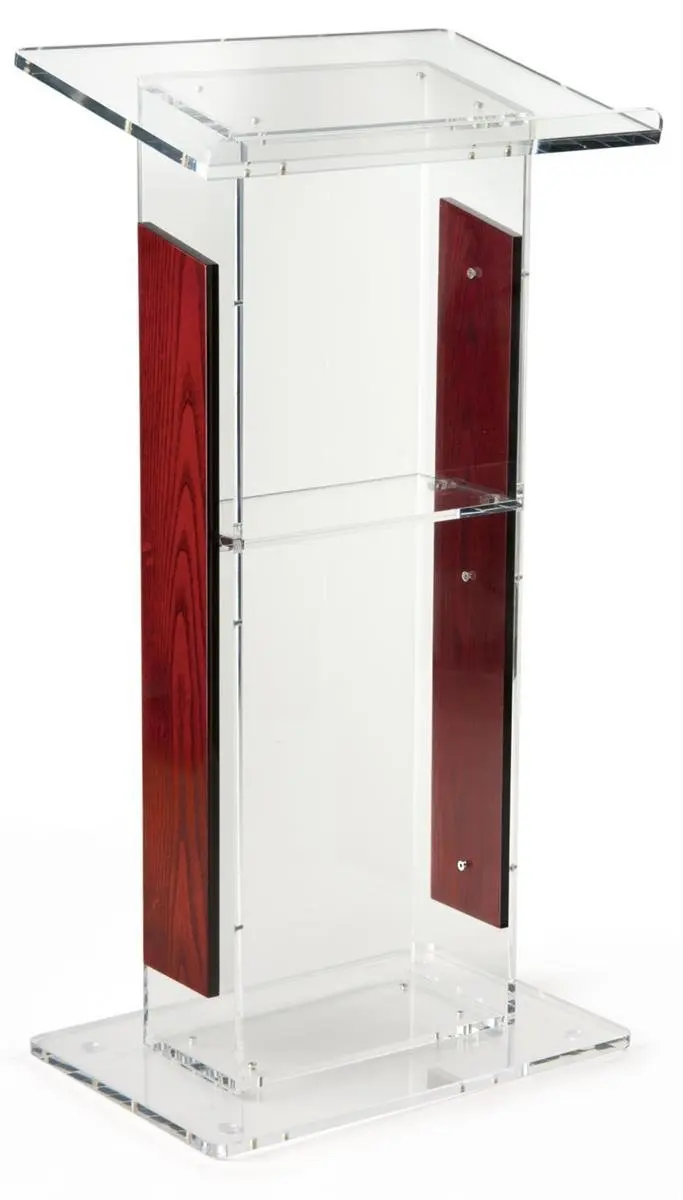 Acrylic Lectern with   Panels, Includes Removable Shelf,  On Podium Surface Easy To Assemble Hardware Included 46