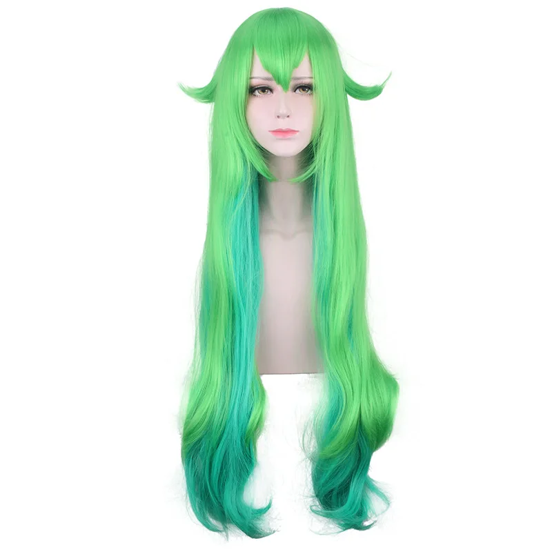 

ccutoo 100cm Green Blue Mix Curly Long Synthetic Wig LOL Lulu Soraka Star Guardian League of Legends Cosplay Costume Wigs Hair