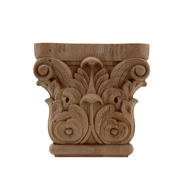 VZLX Vintage Floral Carved Corner Wall Door Furniture Decorative Figurines Wood Appliques for Home Decor Decoration Accessories