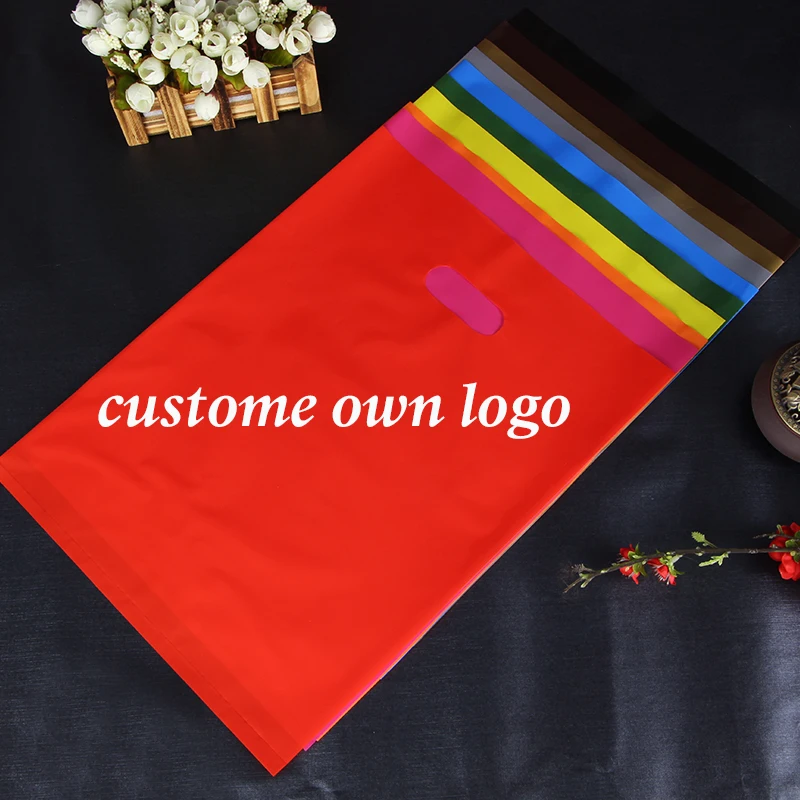 200 pcs custom shopping handle plastic bag/gift plastic packaging bag for garment/printed LOGO promotion bag