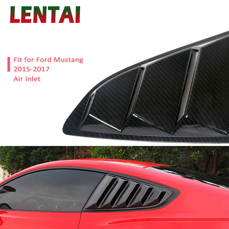 

LENTAI Rear Window Side Vent Auto Accessories Carbon Fiber Air Outlet External Stickers Car Styling For Ford Mustang 2015-2017