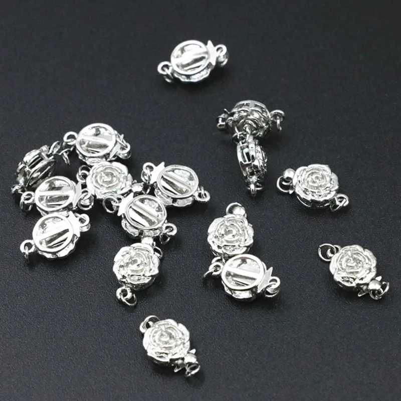 

10pcs Rose Flower Clasp Hooks For DIY Jewelry Making 10mm Necklace Bracelet Alloy Silver-Color Wholesale Accessories Finding A85