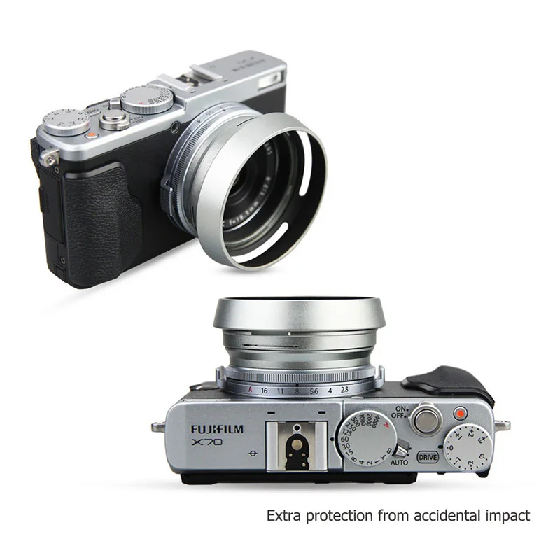 FoletoโลหะS Hadeเลนส์ฮู้ด+ 49มิลลิเมตรแหวนอะแดปเตอร์สำหรับFujifilm X100F X70 X100T X100S LH-X100กลับเงินLA-49 X100