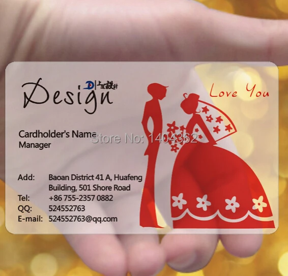 

hot sale free design andcustom clear frosted plastic pvc business card printing, full color printing