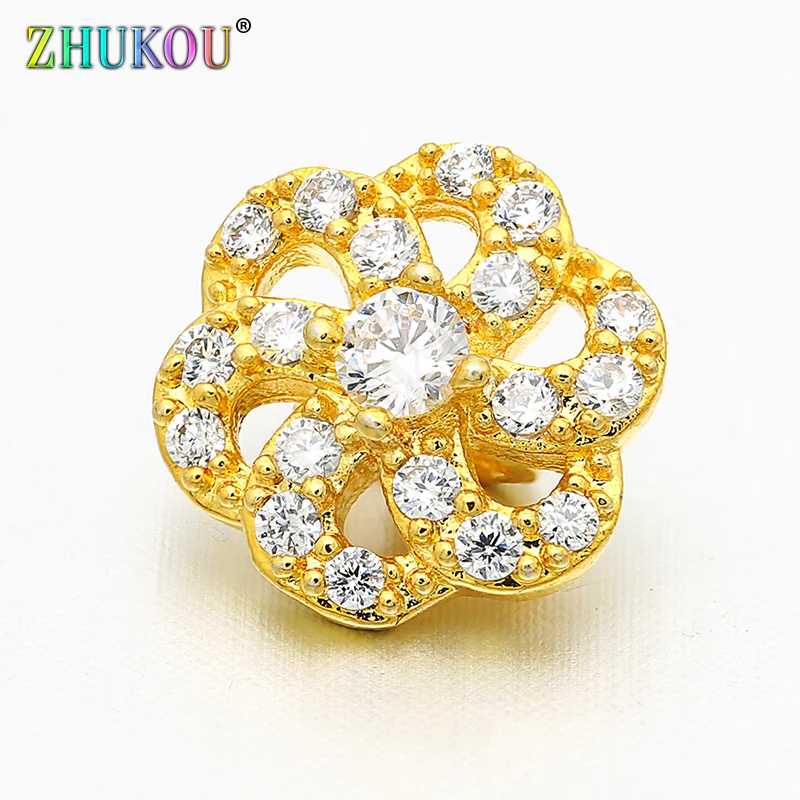 10mm Supplies for Brass Handmade Cubic Zirconia Beads for Diy Jewelry Findings Making, Hole: 1.4mm, Model: VZ133