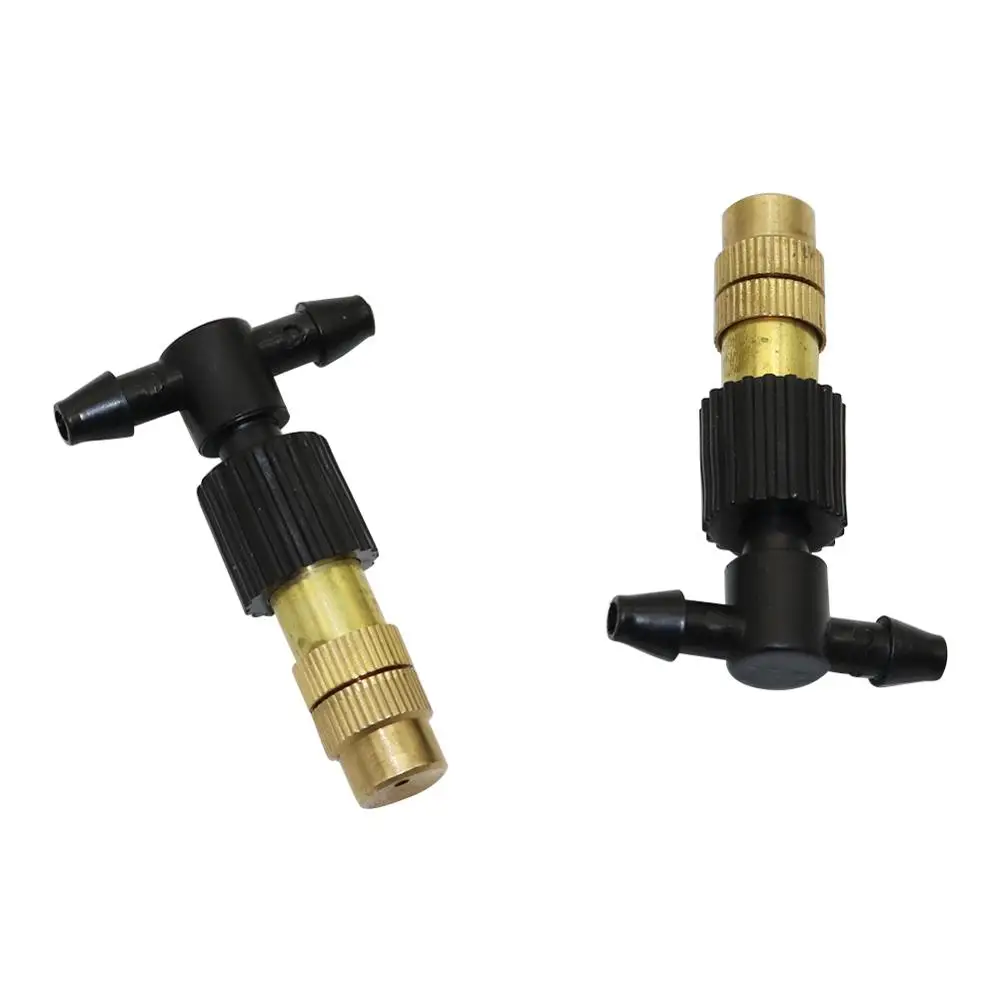 

3Pcs Adjustable Copper Misting Nozzle w/ 4/7mm Plastic Tee Connector Brass Watering Irrigation Sprinkler Cooling Nozzle