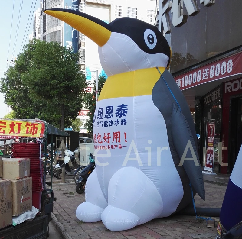 Nice Inflatable Penguinis for Heat Insulation Equipment, Water Heater Advertising,Promotion with Logo on the Belly, 3 M H