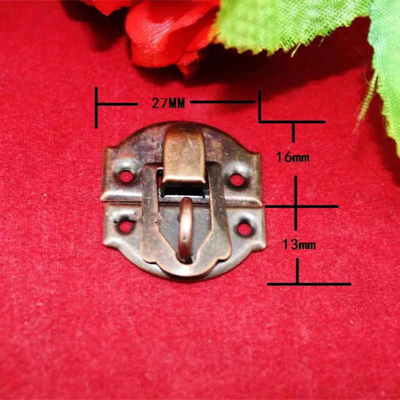 

Bronze Vintage Iron Jewelry Box Padlock Hasp Locked Wooden Wine Gift Box Handbag Buckle Hardware Accessories,27*29mm,4Pcs