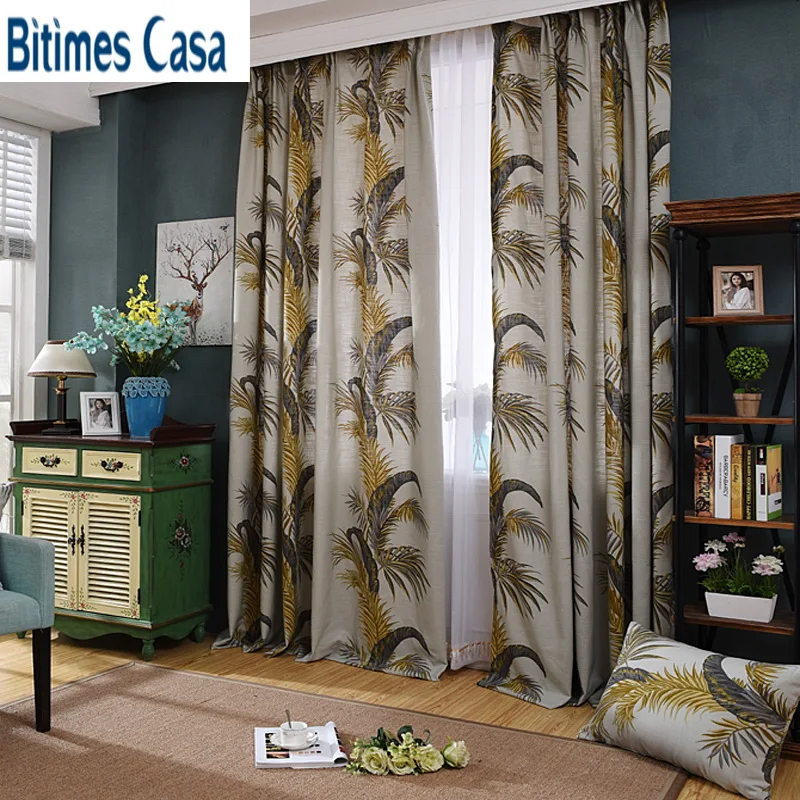 Jungle Pattern  Blackout Windows Curtain  New  Pastoral Style  Moderate Shading Rate For Living Room Bedroom