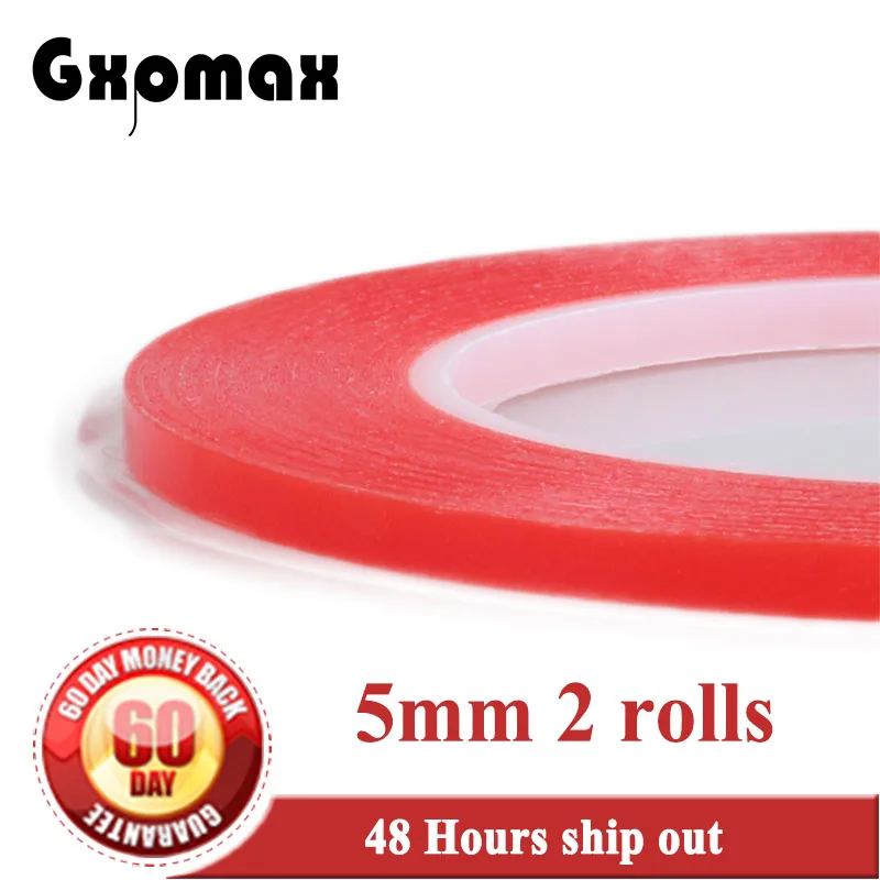 

2x (0.2mm Thick) 5mm *25M High Strength Acrylic Gel Adhesive Double Sided Tape, Waterproof, High Temperature Resist for Screen