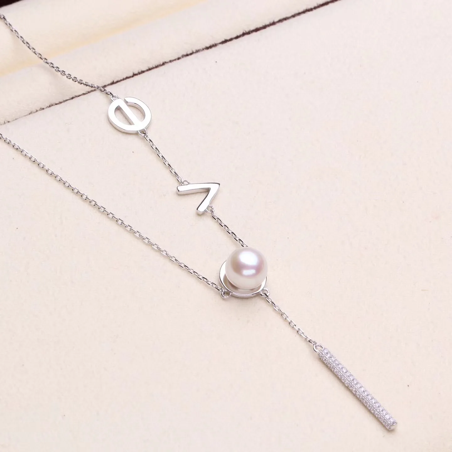 Fashion S925 Sterling Silver Pearl Chain Accessory LOVE Pearl Pendant Necklace Fittings Silver&Gold Color 3Pcs/Lot