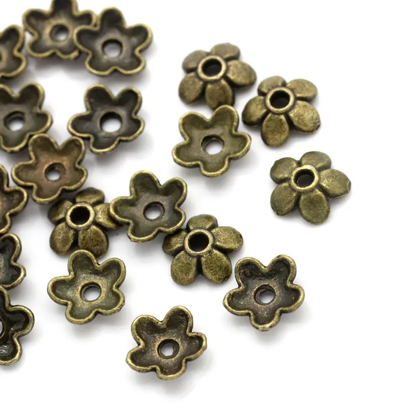 DoreenBeads Zinc Metal Alloy Beads Caps Flower Antique Bronze(Fits 8mm-14mm Beads)Flower Pattern 7mm(2/8\