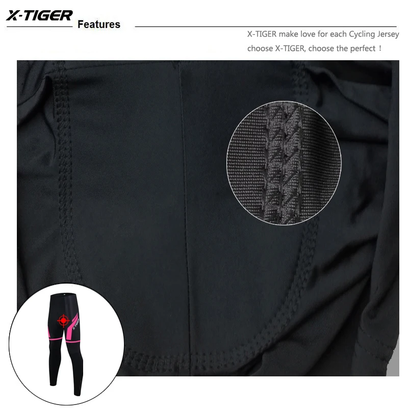 X-TIGER Frauen Radfahren Hosen Anti-shock MTB Fahrrad Radfahren Hosen Anti-schweiß 5D Anti-Slip Gepolsterte Gel Racing fahrrad Sport Hosen – Detail 9