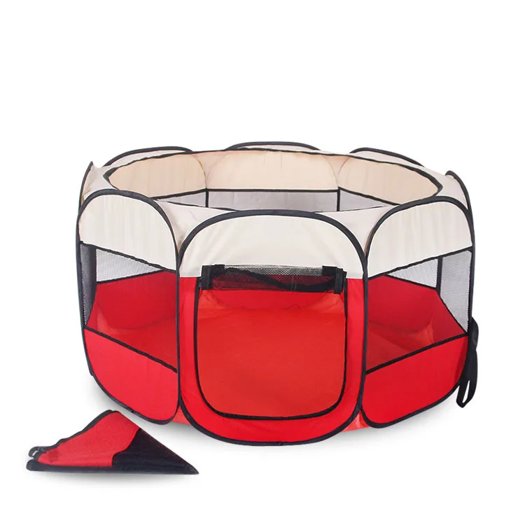 Drop Shipping Foldable Pet tent Dog House Cage Dog Cat Tent Playpen Puppy Kennel Octagonal Fence outdoor supplies pink Red Blue