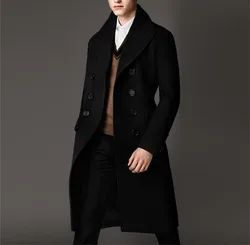 The British business men's coat wool woolen coat Mens winter cashmere windbreaker long large thickened knee code.    S-6XL!!