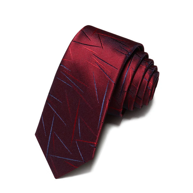 New Business Formal Red Irregular Striped Ties for Men 5.5cm Slim Necktie Designer Brand Narrow Men’s Neck Tie with Gift