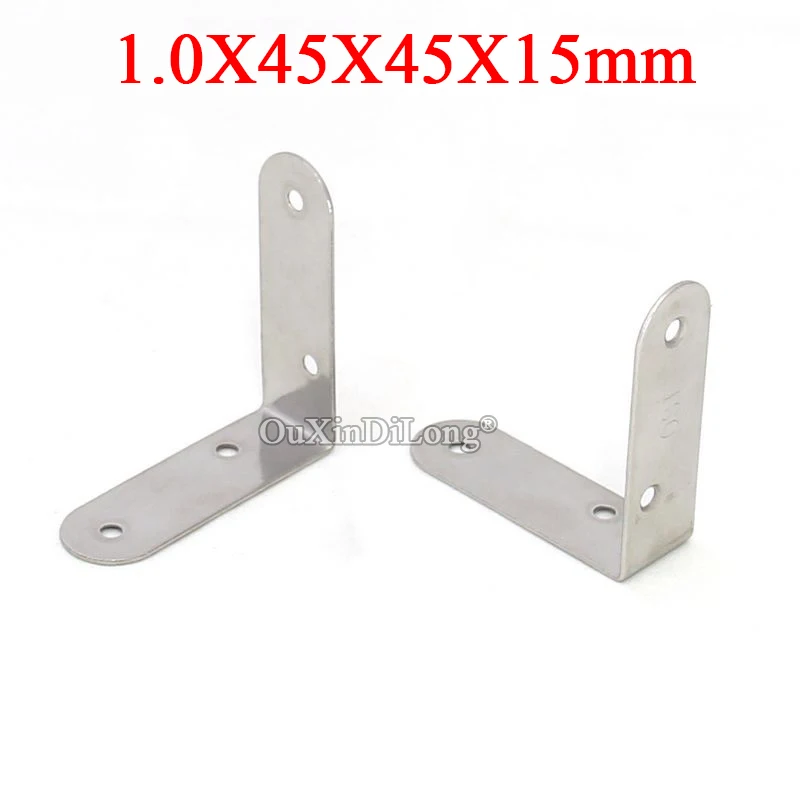 100PCS Stainless Steel L Right Angle Corner Braces 45x45x15mm Furniture Support Brackets Board Frame Shelf Reinforced Connectors