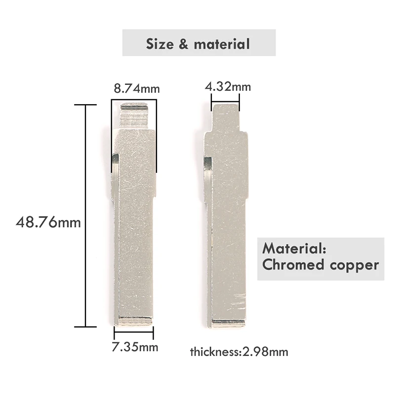 شفرة مفاتيح فارغة للسيارة غير مقطوعة من EASYGUARD رقم 31 3 قطع/عبوة من النحاس المطلي بالكروم #4